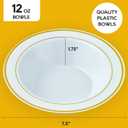 JOLLY PARTY 100PCS Plastic Bowls with Gold Rim-12oz disposable Soup Bowls, Christmas Thanksgiving Premium Dessert Salad Bowls for Wedding/Party