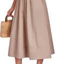 HOTIAN Women's A-Line Midi Skirts Casual Summer Elastic High Waist Pleated Flowy Beach Long Skirt with Pocket (M)