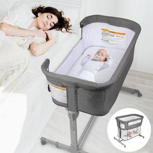 KoolerThings 3 in 1 Baby Bassinet, Bedside Sleeper, & Playpen, Easy Folding Portable Crib (Grey)- KoolaBaby, (Bassinet)