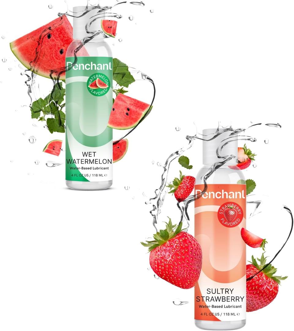 1+1 Bundle: Sultry Strawberry & Wet Watermelon Water-Based Lubes Flavored (8Fl Oz Total)