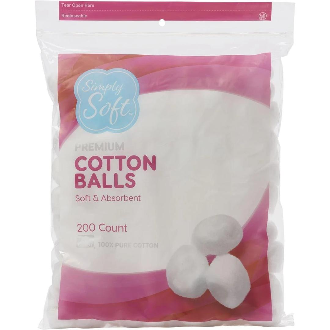4 x Simply Soft 888277681937 Cotton Balls 200 Count Ss Jumbo .65G