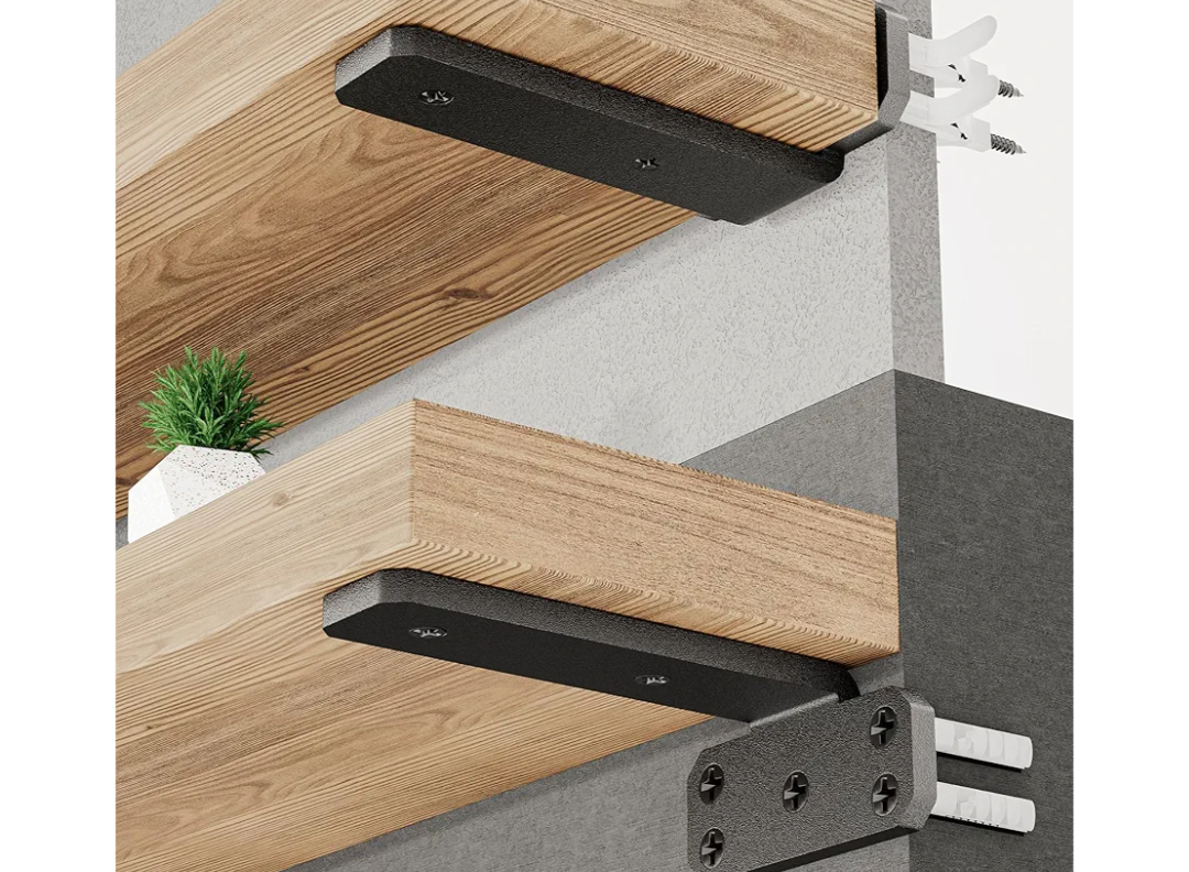SKYSEN 6 Pack 6" Floating Shelf Bracket, Shelves Brackets, Wood Shelving Brackets Hardware - Heavy Duty - 6/8/10/12 inch - Real Hidden Bracket Design（tzj6-6）