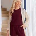 Ekoauer Women 2 Piece Maternity Pajamas Set Lightweight Pregnancy Outfit Ribbed Knit Postpartum Loungewear Set with Pocket (S)