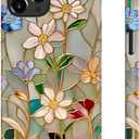LUHOURI for iPhone 12 Case/iPhone 12 Pro Case,Wireless Charging Compatible,Dual-Layer - Soft Silicone + Hard Shell,Cute Wildflower Design,Protective Phone Cover - Vintage Floral Tapestry Pattern