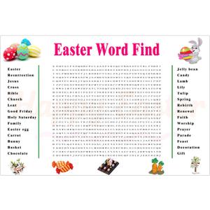 3 x DOMELIFE Easter Word Search Poster, Large 35.4  23.6 Holiday Word Search Wall Poster for Family Parties, Classroom & Office (30 Holiday-Themed Words)
