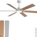 BOOMJOY 60 Inch Ceiling Fans with Lights and Remote, Outdoor/Indoor Ceiling Fan with Quiet Reversible DC Motor, 6 Blades White Ceiling Fan for Living Room Patio