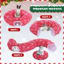 Christmas Tree Cat Tunnel Bed Cat Donut Tunnel Toy Under Christmas Tree Skirt, Flannel Kittens Cave Donut Multifunctional Hide Place for Rabbit Puppy, Snowflake Pattern(Red,White)