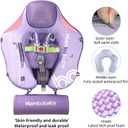 Mambobaby Float with Canopy and Tail New Upgraded Non-Inflatable Baby Pool Float Mambo Float Swim Trainer Solid Infant Swim Float Adjustable Pearl Foam Baby Swim Ring Cloth ZS Purple