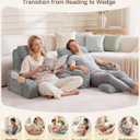 Foldable 5PCS Reading Pillow for Bed, Grey, 19 | 2 in 1 Bed Pillow for Sitting Up, Back Pillow with Arms, Wedge Pillow for Watching TV, Reading, Gaming, Post Surgery, Nursing