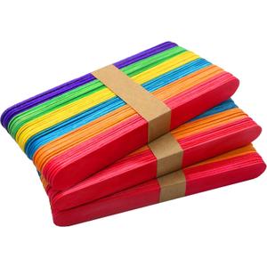 WISYOK 120 Pcs 6 Colored Jumbo Wooden Craft Sticks - Rainbow Wooden Popsicle Sticks for Creative Designs or Kids Education, Home Art Projects