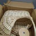 Wicker Baby Carriage Wicker Stroller for Baby Shower Vintage Woven Rattan Flower Basket Decorative Cart Storage with Handle for Floral Arrangement Wedding Photo Props(Cream,20 in)