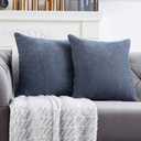 Anickal Blue Grey Pillow Covers 20x20 Inch Set of 2 Solid Rustic Farmhouse Decorative Throw Pillow Covers Square Cushion Case for Home Sofa Couch Decoration