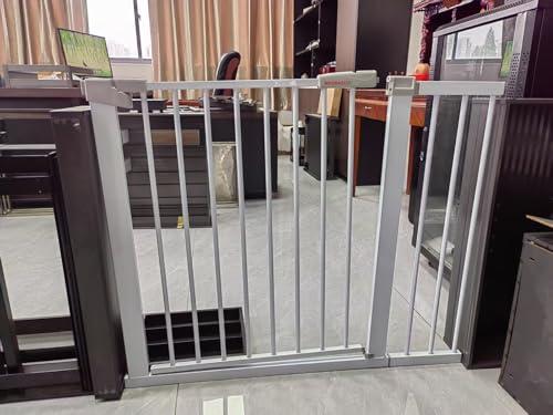 81" x 31" Inch Gate for Stairs & Doorways | Pressure Mounted Safety Gate For Baby with Double Lock, Extensions & Wall Protectors (White)