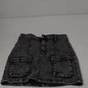 Girl's Denim Cargo Skirt Y2K Solid Low Waist Button Bodycon A Line Denim Skirt Slim Fit Mini Skirt with Flap Pocket Size S