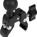 Nilkatss Aluminium Alloy Handlebar Mount Clamp Base with 1" Ball for Rails 0.5" to 2" in Diameter, Versatile Claw Compatible with RAM mounts B Size Double Socket Arm & Bike Motorcycle Phone Holder