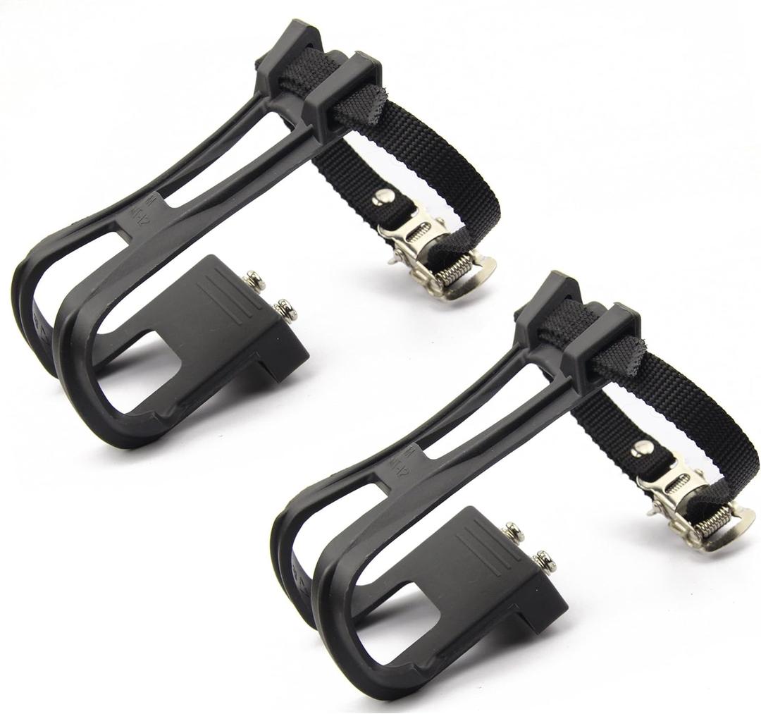 Leadrise1 Pair Nylon Cycling MTB Road Mountain Bike Bicycle Pedal Toe Clip Strap Belts- Toe Cages for Peloton Bike,Exercise Bike Pedals - Universal Fit Bicycle Pedal