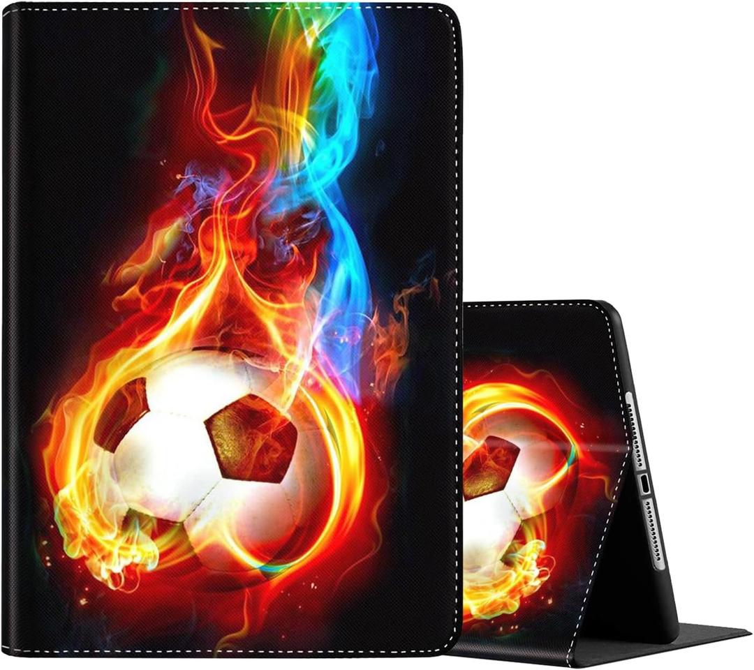 Case for iPad Pro 11 Inch 4th/3rd/2nd/1st Generation 2022/2021/2020/2018, Multi-Angle Smart Stand Cover Auto Sleep/Wake Fit iPad Air 4/5Color Flame Soccer