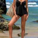 Aleumdr Women's Tankini Bathing Suits Bandeau 2 Piece Swimsuits Shell Swim Tank Top with High Waisted Bottom (Black, L)