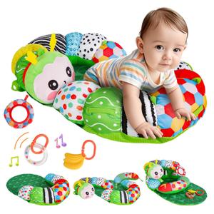 3-in-1 Tummy Time Pillow for Baby 0-6 Months, Detachable Caterpillar Tummy Time Playmat for Newborns, Soft Baby Toys 0-3-6-12 Months, Play Mat for Babies Boy Girl
