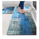MAYHMYO Anti Fatigue Kitchen Mat - Set of 2 - Teal and Marble Design Comfort Mats - Cushioned, Non Slip Floor Mat