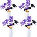 TeePolly 24Pcs 2026 Graduation Table Centerpiece Sticks Purple 2026 Graduation Centerpieces for Tables 2026 Class of 2026 Graduation Party Table Decorations Purple