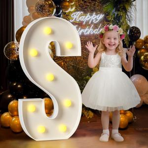 Mixifox 3FT Marquee Letters S, Large Light Up Letters 3 Feet Tall with Lights, Big Letter for Wedding, Engagement, Graduation, Birthday Party Decorations, Pre-Cut Foam Board Kit
