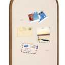 Vintage Framed Pin Board Linen Display Bulletin Board Large Fabric Picture Memo Decorative Pinboard for Xmas Gift Wall(Arch,19" X 31",Retro Golden)