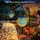 Go2garden Big Solar Outdoor Lanterns Waterproof, Gifts for Dad Mom Garden Yard Decor Lights for Patio,Balcony Party Ornaments, Birthday Mothers Day Gifts for Wife Grandma (1 Pack, Teal Blue)