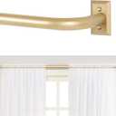 Gold Wrap Around Curtain Rods for Windows 28 to 48:Blackout Heavy Duty Adjustable Curtain Rod Room Darkening 1 Inch Modern Industrial Curved French Return Drapery Rods Easy Install Brass Gold (28-48")
