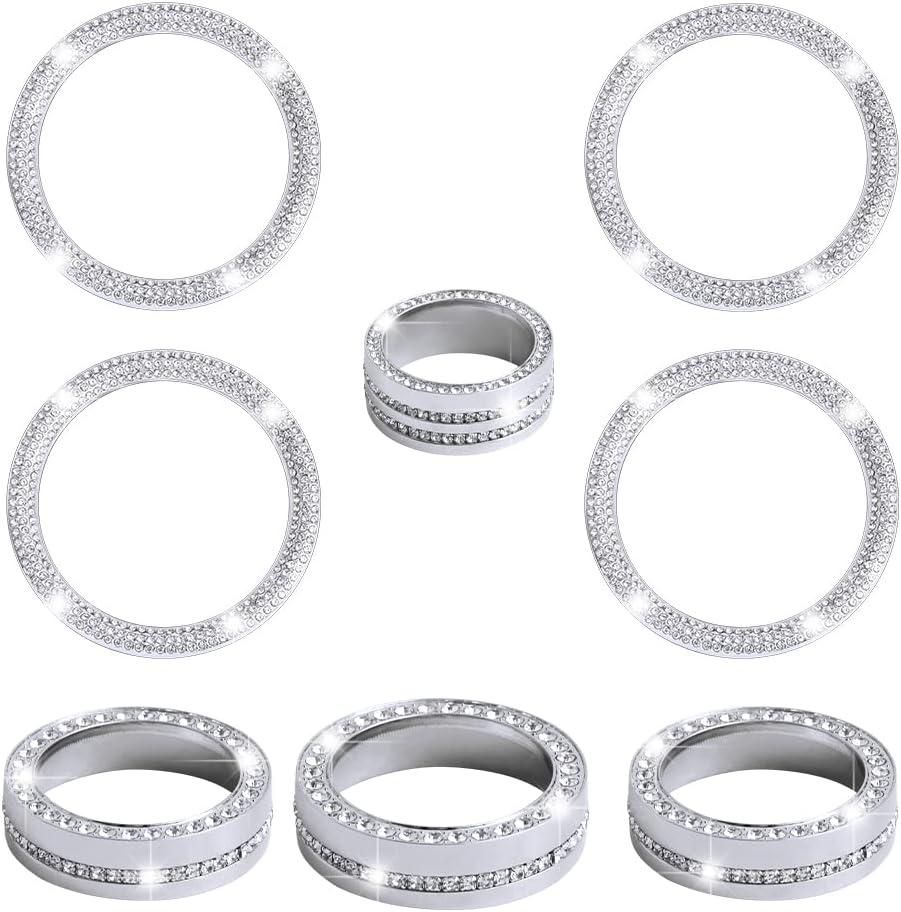 CARFIB for Jeep Bling Accessories Jeep Wrangler JL JLU Gladiator JT Air Vents AC Knobs Decals Stickers 2020 2021 Car Women Rhinestone Silver 8 Pack