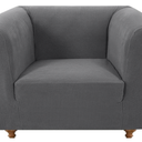 Chesterfield Chair Cover Stretch Slipcover, Elastic 1 Seater Sofa Cover for Rolled Arm Club Chair, Soft Washable Furniture Protector with Full Coverage (Grey, Armchair)