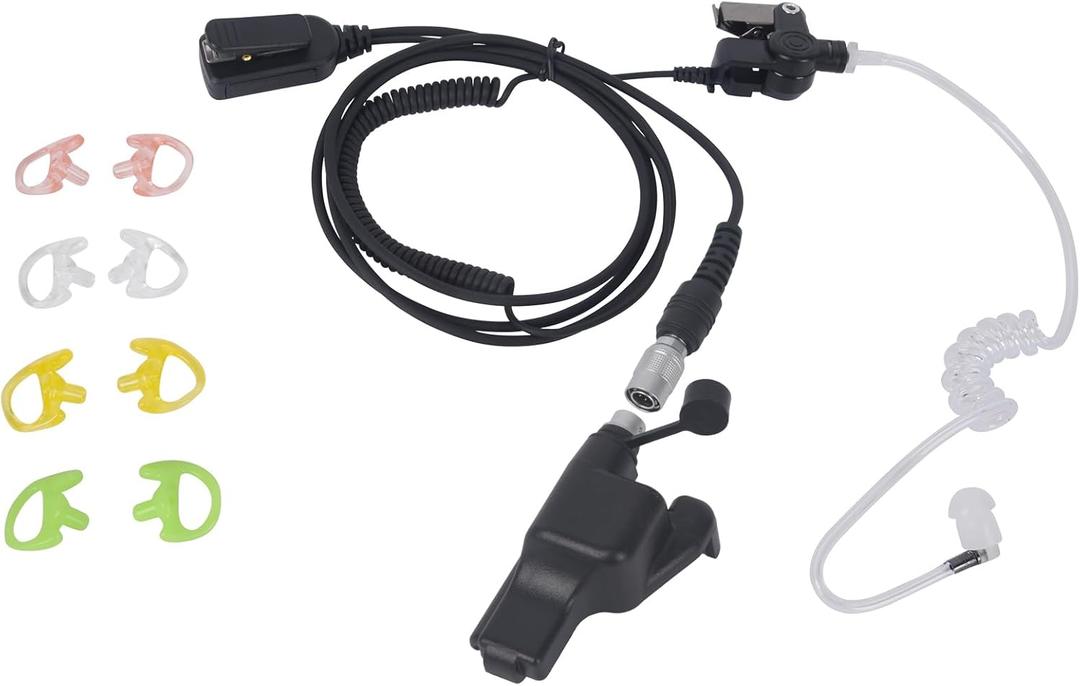 QD Quick Disconnect Quick-Release Walie Talkie Earpiece Ear Piece Two Way Radio Headset Compatible with Motorola XTS 2500 5000 XTS2500 XTS5000(Wired,Black)