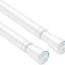 QINGYUN 2 Pack Spring Tension Curtain Rod 32 to 58 inch Adjustable Curtain Rods No Drilling Spring Loaded Curtain Rods for Windows Doors, White