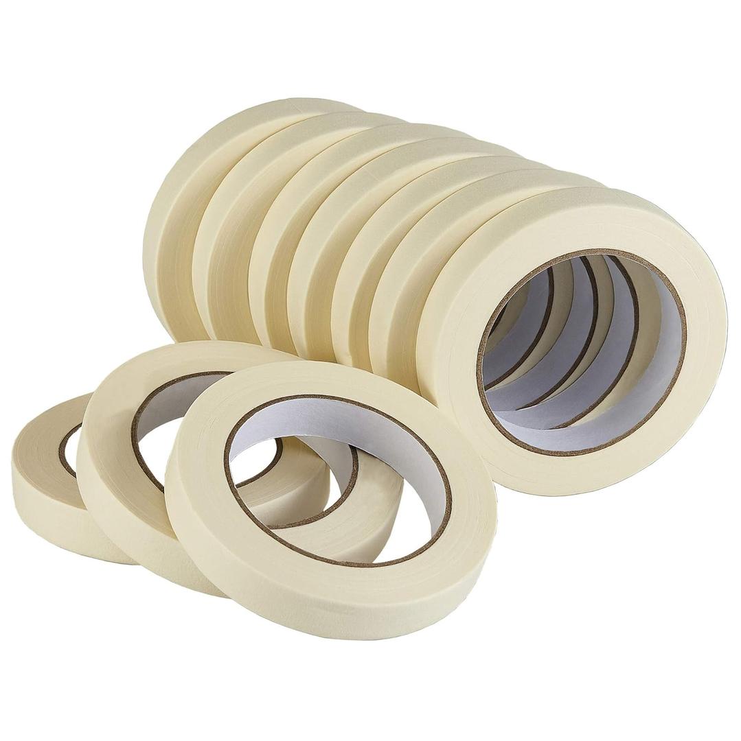 Lichamp Masking Tape 10 Pack General Purpose Beige White Color, 0.75 inch x 55 Yards x 10 Rolls (550 Total Yards), for Painting, Home, Office, School Stationery, Arts, Crafts  (3004)