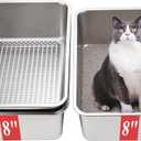 8" Sifting Cat Litter Box for Clumping Clay & Pine Pellets