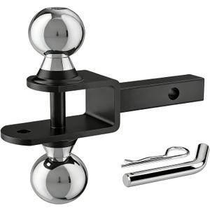 Upgraded 4-in-1 ATV/UTV Trailer Hitch with 1-1/4-Inch Receiver Tube, Multi-Purpose Tow Adapter, 1-7/8-Inch & 2-Inch Dual Ball Mount, Includes Pin & Clip, MAX 6,000 LB GTW, Matte Black