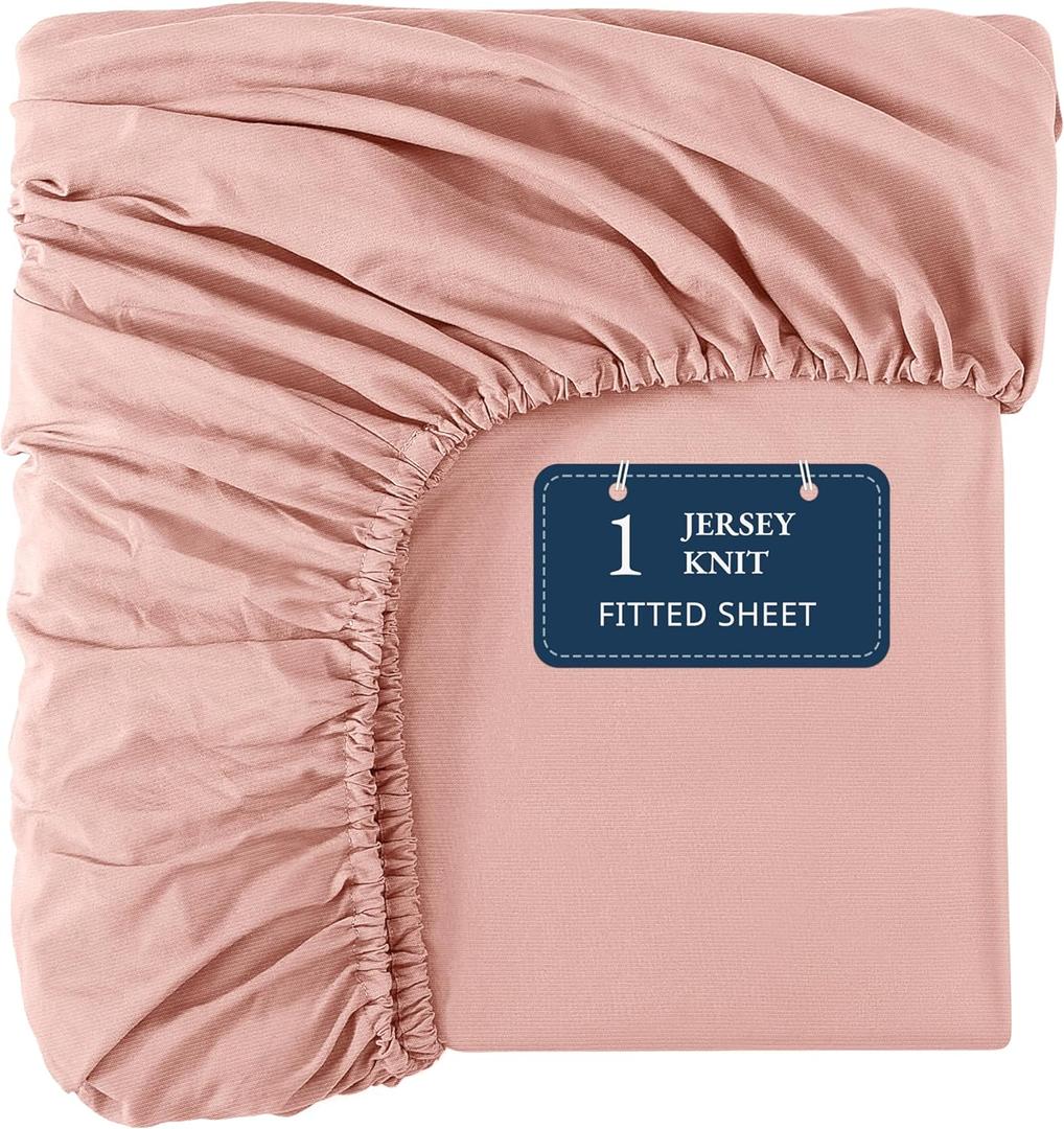 Lane Linen Queen Fitted Sheet Only - 4 Way Stretch Knitted Deep Pocket Queen Bottom Sheet - Fits Upto 16" Mattress (No Flat Sheet), Wrinkle Free, Soft Microfiber Fitted Sheet Queen - Sepia Rose