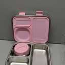 Stainless Steel Bento Box Kids Adult with 8oz Soup Thermo, 3 Compartments Metal Bento Lunch Box with Insulated Food Jar,Lunch Box Container Sauce Cup for School,BPA-Free(Pink)
