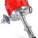 HEI Distributor w/Cap & Rotor Replacement For Pontiac 301ci 326ci 350ci 389ci 400ci 421ci 428ci 455ci V8 65K Coil Small Block Big Block Replace JM6504R PE326 1040011 One Wire Installation Red Cap