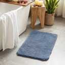 MIULEE Dusty Blue Bathroom Rugs Set 2 Piece, Soft Absorbent Microfiber Bath Mat Set, Non Slip Quick Dry Machine Washable Plush Shaggy Bath Rugs for Bathroom Floor, Tub and Shower, 20"x30"+16"x24"