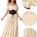 Spooktacular Creations 5Pcs Halloween Renaissance Medieval Dress Costume Women, Fairy Peasant Irish Cottagecore Dress, S