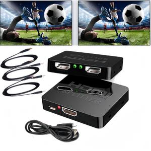 HDMI Splitter 1 in 2 Outwith 3HDMI Cables + 1USB Strip Power Cable  12 Power HDMI Splitter/Distributor 2 Ports for Dual Monitors Copy/Mirror Support 4K@30Hz 1080P Full HD 3D LED PS3/4 etc