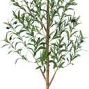 LOMANTO Artificial Olive Tree 5FT - Lifelike Faux Plants Indoor,Modern Fake Trees with Silk Leaves & White Planter, Fake Olive Plant for Home Decor, Office Decor, Living Room, Housewarming