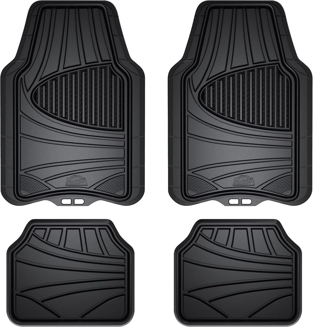 Armor All Set of 4 Floor Mats, Trim-to-Fit All-Weather Mats for Cars, Trucks, SUVs Black