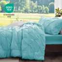 BEDELITE Macaron Blue Queen Comforter Set - 3 Pieces Boho Pintuck Bedding Comforter Sets, Lightweight Soft & Warm Bed Comforter Queen with 2 Pillowcases for All Season