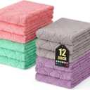 Homaxy 12 Pack Dish Towels for Kitchen (10 x 20 Inches, Multi Color), Super Soft and Absorbent Coral Velvet Dish Cloths for Washing Dishes, Nonstick Oil Fast Drying Microfiber Cleaning Cloth