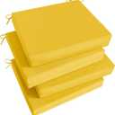 Basic Beyond Outdoor Chair Cushions Set of 4, Square Corner Outdoor Cushions for Patio Furniture, Water Resistant Patio Chair Cushions with 2 Ties, 18.5x16x3, Yellow
