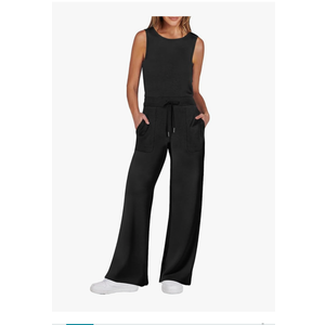 No Brand, Womens Jumpsuits 2025 Summer Casual Dressy Romper Sleeveless Wide Leg Long Pants One Piece Outfits Vacation Clothes, Size 160