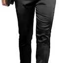 heipeiwa Women's Satin Pants Dress Casual Pleated Pull on High Waist Pants Baggy Front Tapered Trouser L