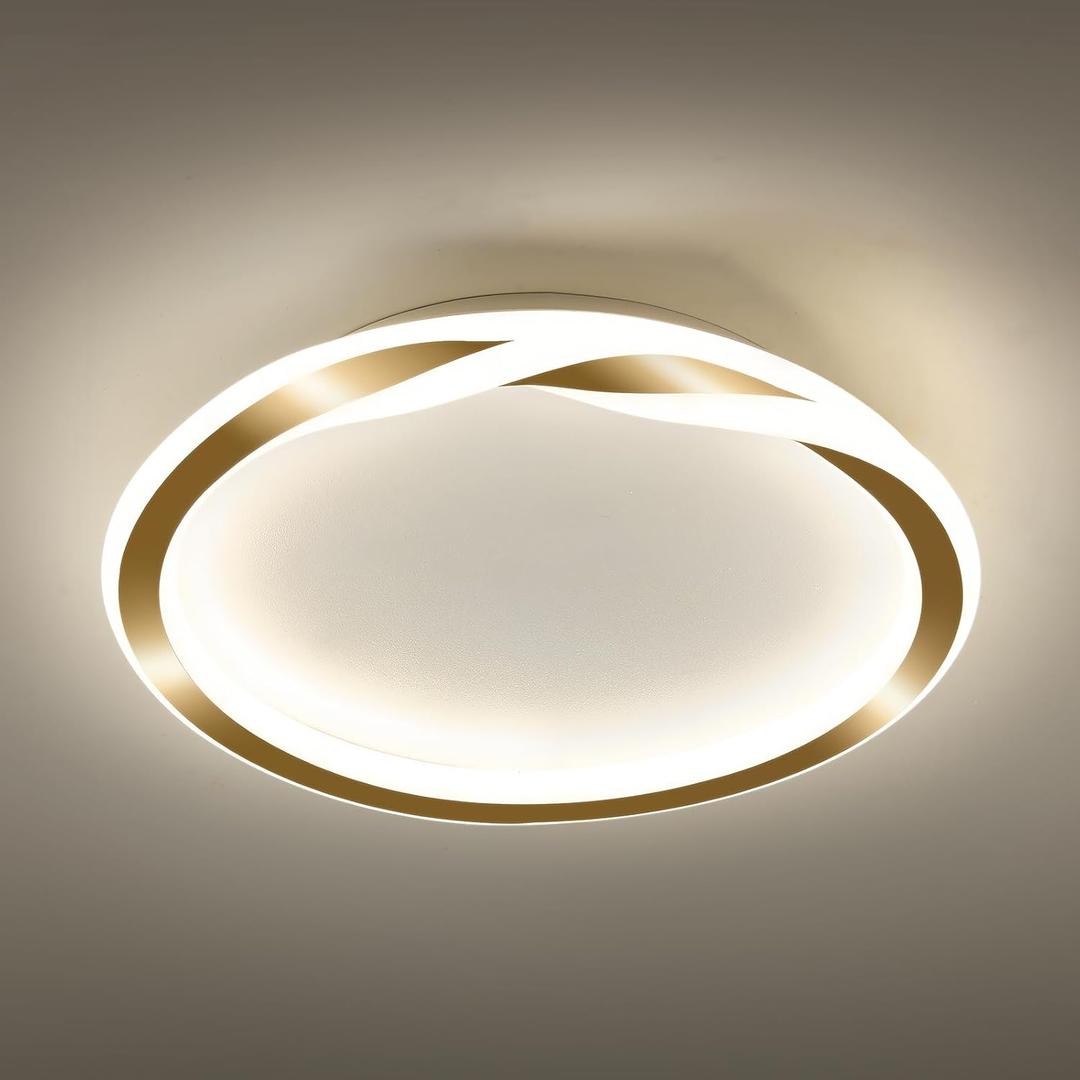 ASGYISA 16inch Modern LED Ceiling Light Gold Flush Mount Light Fixture Bright Ceiling Lamp for Closet Bathroom Hallway Bedroom Kitchen Circle  4000K